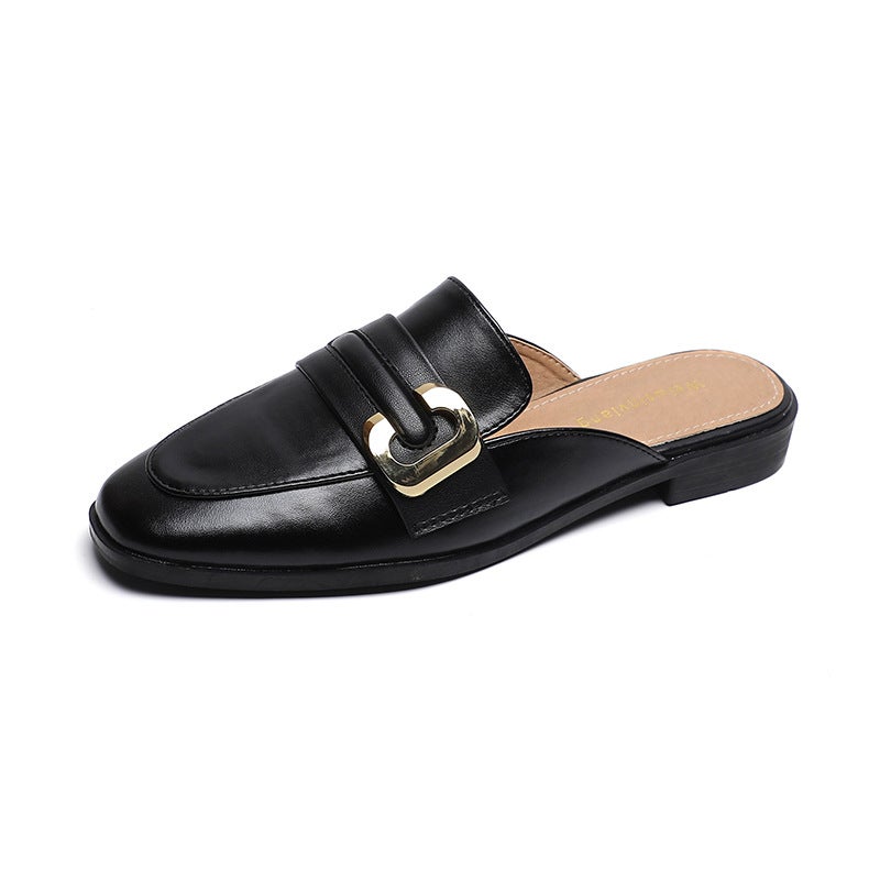 Weiwei girl 340-7 slippers women's outdoor wear French all-match flat closed toe slippers retro style slip-on Muller shoes - Image 1