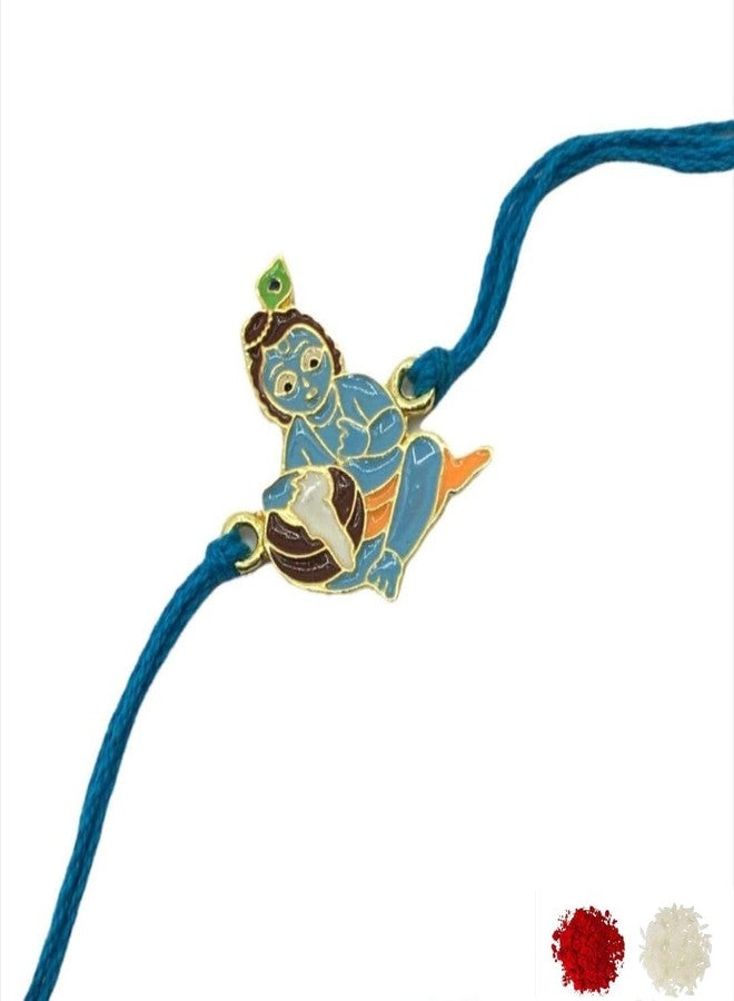 thriftkart Bal Krishna Bal Kanha Rakhi For Brother With Roli Chawal (Pack of 1) - Image 1