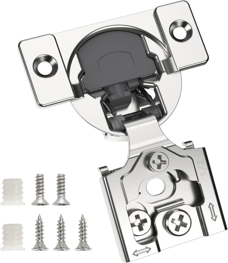 Chibery 50 Pack 1/2" Overlay 3D Soft Close Concealed Hinge for Face Frame Door, Smooth Slow Self Closing Hinges, Satin Nickel, Hidden 105° Open Angle Stainless Steel Hinge for Kitchen Cabinet Door - Image 1