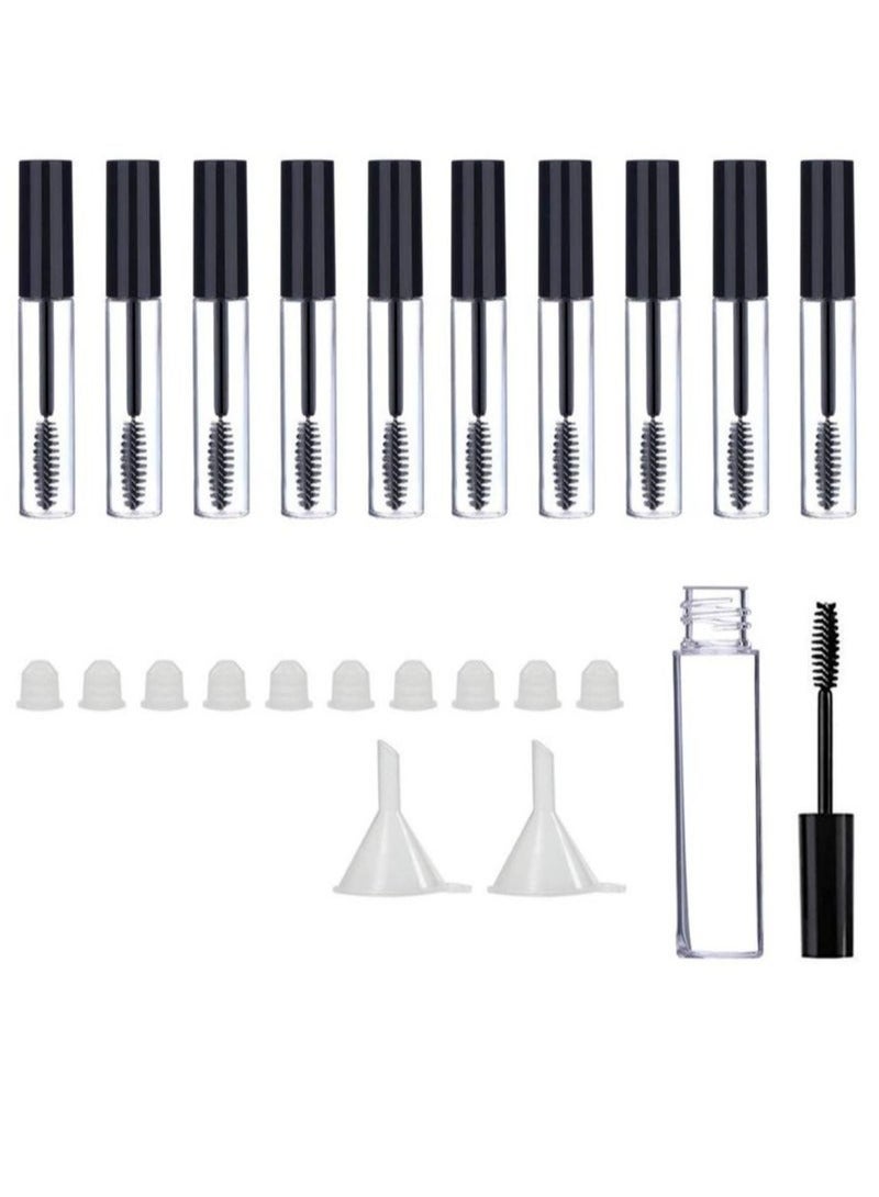 10-Piece Empty Mascara Tube 10ml Eyelash Cream Container Bottle With Mini Funnels And Leak Stoppers For Applying Castor Oil And DIY Cosmetics  - Image 1