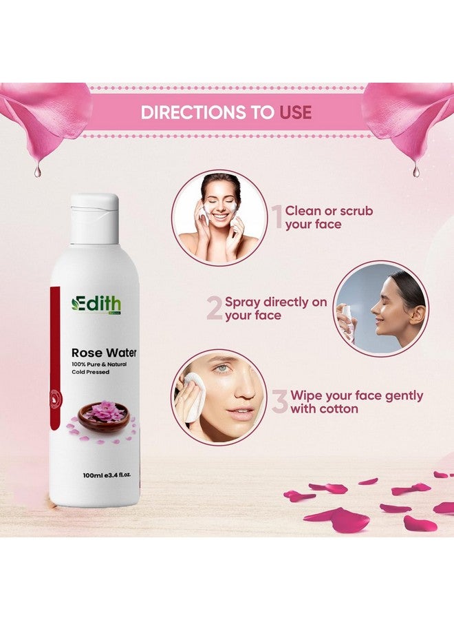 Edith Natural's Premium Rose Water - 100 Ml | With No Paraben | Cleanses, Hydrates & Moisturises Skin | Balances & Restores Skin'S Ph Levels | For All Skin Types, Pack of 1 - Image 5