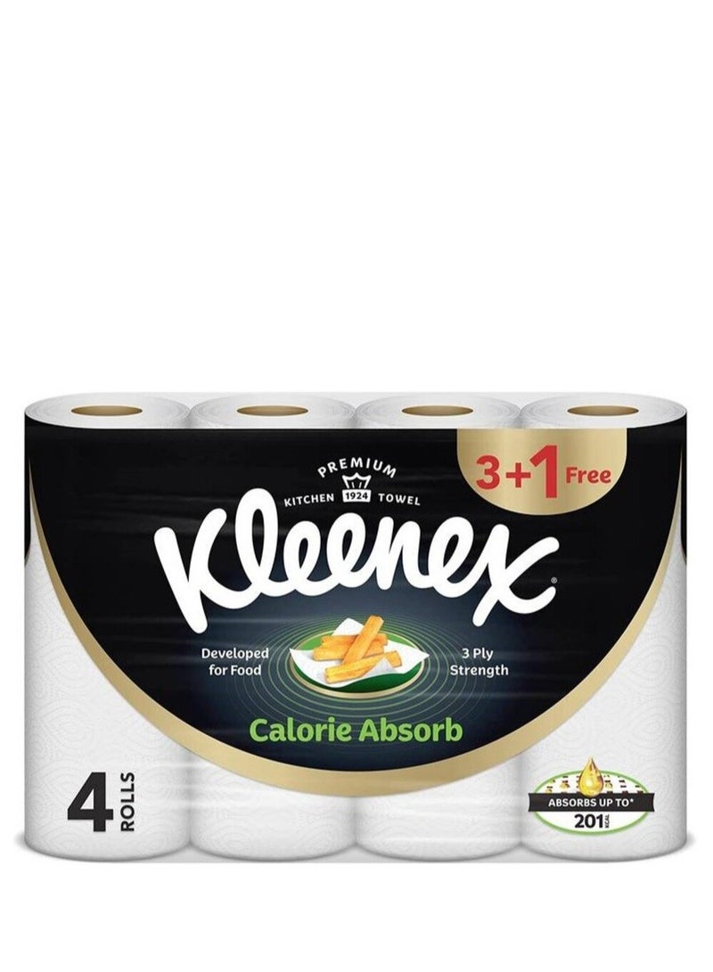 لفائف مناشف مطبخ تمتص السعرات الحرارية، 50 ورقة، 4 قطع، 4 قطع - Image 1