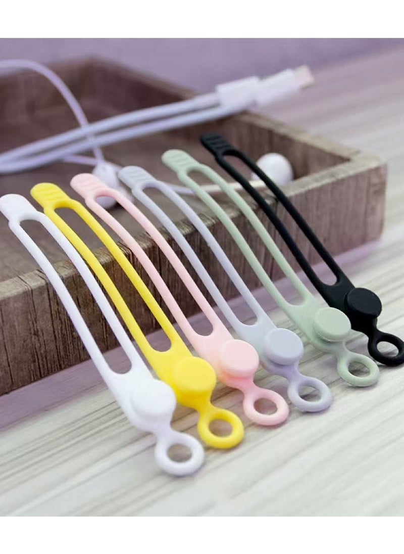 Generic 12pcs Silicone Cable Ties [Reusable Cable Management] Flexible Cord Organizer, Adjustable Length Long-lasting Durable Cable Clips  - Image 1