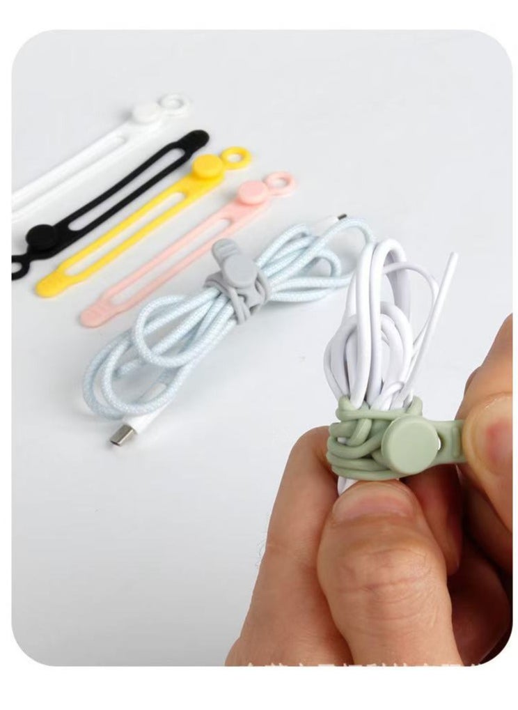 Generic 12pcs Silicone Cable Ties [Reusable Cable Management] Flexible Cord Organizer, Adjustable Length Long-lasting Durable Cable Clips  - Image 3