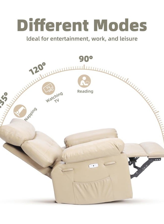 GarveeHome Electric Swivel Massage Chair, Power Rocking Recliner with Vibration and Heating, Overstuffed PU Leather Single Sofa with USB Port and Storage, Glider for Living Room Nursery - Image 2