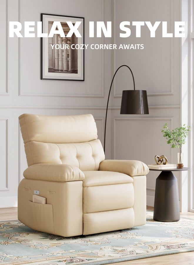 GarveeHome Electric Swivel Massage Chair, Power Rocking Recliner with Vibration and Heating, Overstuffed PU Leather Single Sofa with USB Port and Storage, Glider for Living Room Nursery - Image 5