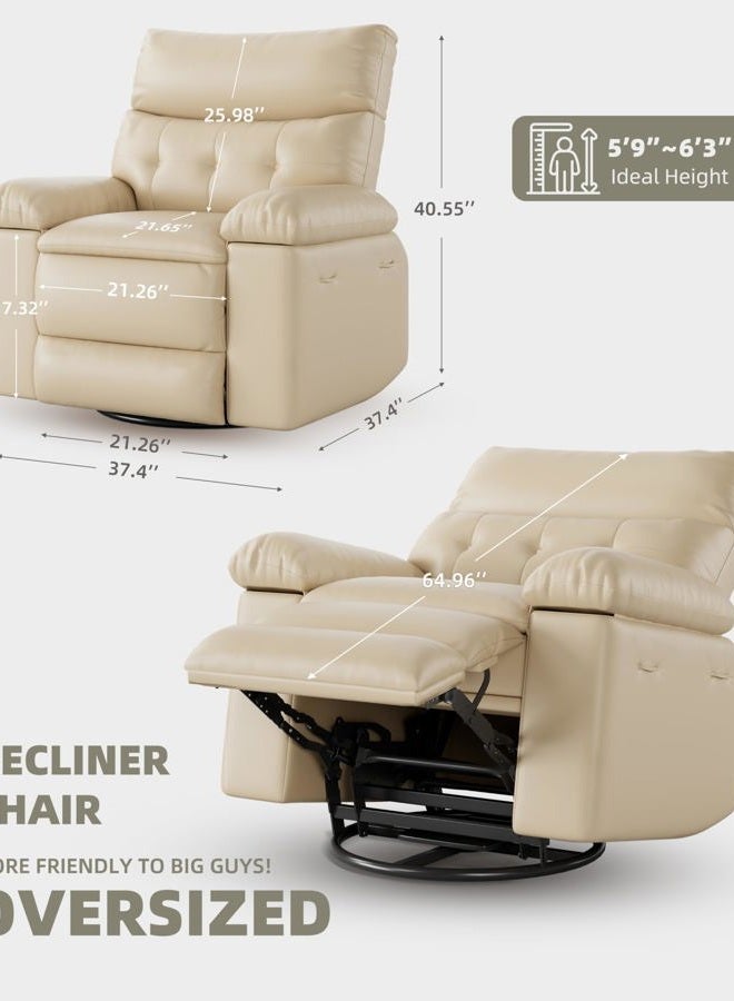 GarveeHome Electric Swivel Massage Chair, Power Rocking Recliner with Vibration and Heating, Overstuffed PU Leather Single Sofa with USB Port and Storage, Glider for Living Room Nursery - Image 4