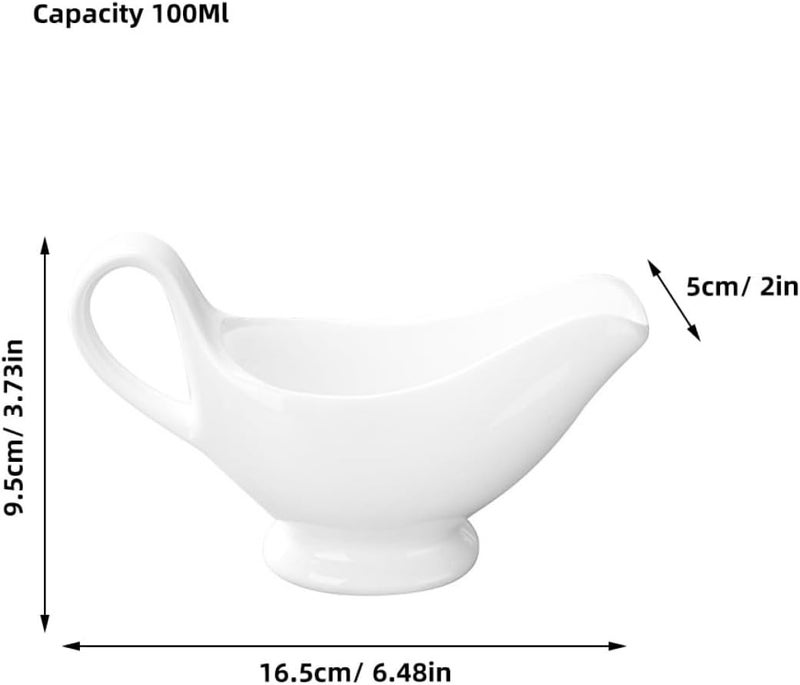ABOOFAN Ceramic Sauce Pitcher Gravy Boat with Handle Large 100ml Reusable Creamer Syrup Dispenser for Steak Sauce and Coffee Creamer Serving - Image 2