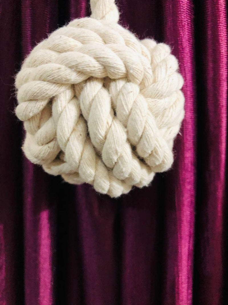 Esselkay 3Pair Curtain Tiebacks Rope Natural Cotton Outdoor Curtain Tiebacks Drapery Holdbacks for Sheer Thin Curtains Rustic Village Boho Decorative Nautical Curtain Ties Beige 6 Pcs  - Image 5