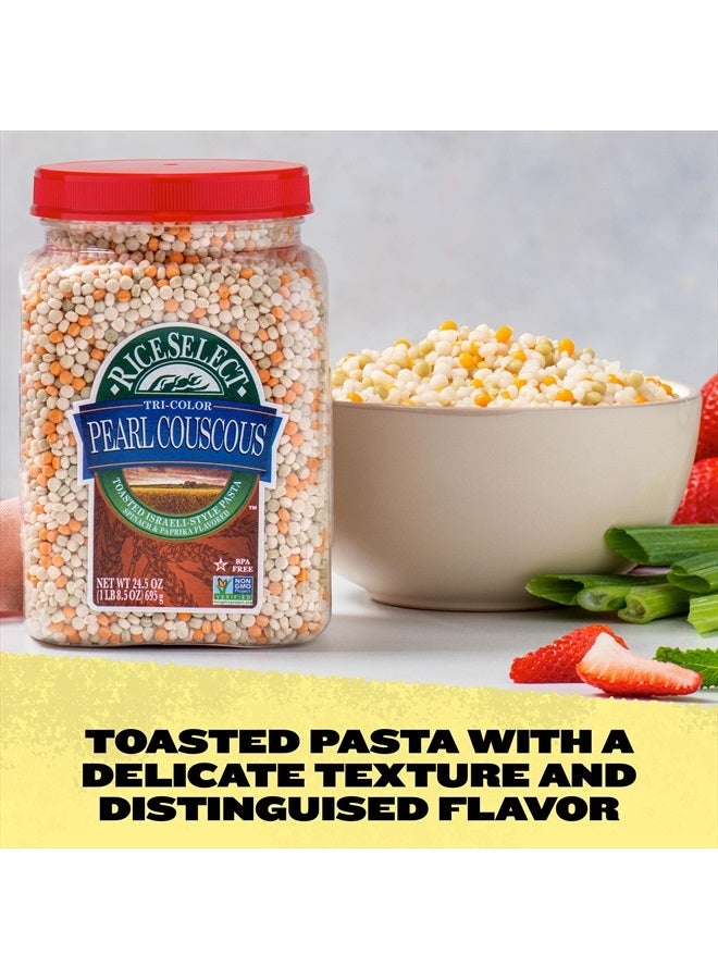 RiceSelect كسكس لؤلؤي ثلاثي الألوان، مكرونة محمصة على الطريقة الإسرائيلية، بنكهة السبانخ والفلفل الحار، 24.5 أونصة (عبوة من 1) - Image 2