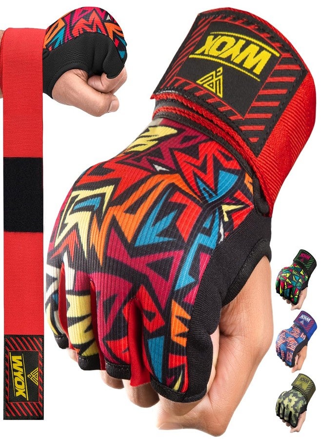 WYOX Hand Wraps Boxing Inner Gloves - Gel Elasticated Padded Bandages Under Mitts Long Wrist Support for MMA Muay Thai Kickboxing Martial Arts Training | Fist Protector (Passionate Picasso, S / M) - Image 1