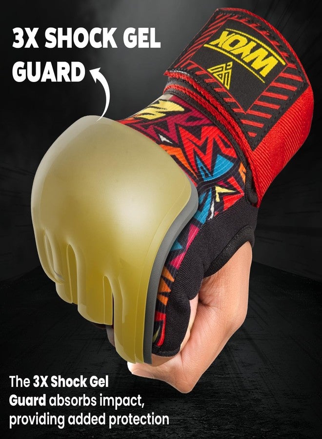 WYOX Hand Wraps Boxing Inner Gloves - Gel Elasticated Padded Bandages Under Mitts Long Wrist Support for MMA Muay Thai Kickboxing Martial Arts Training | Fist Protector (Passionate Picasso, S / M) - Image 3