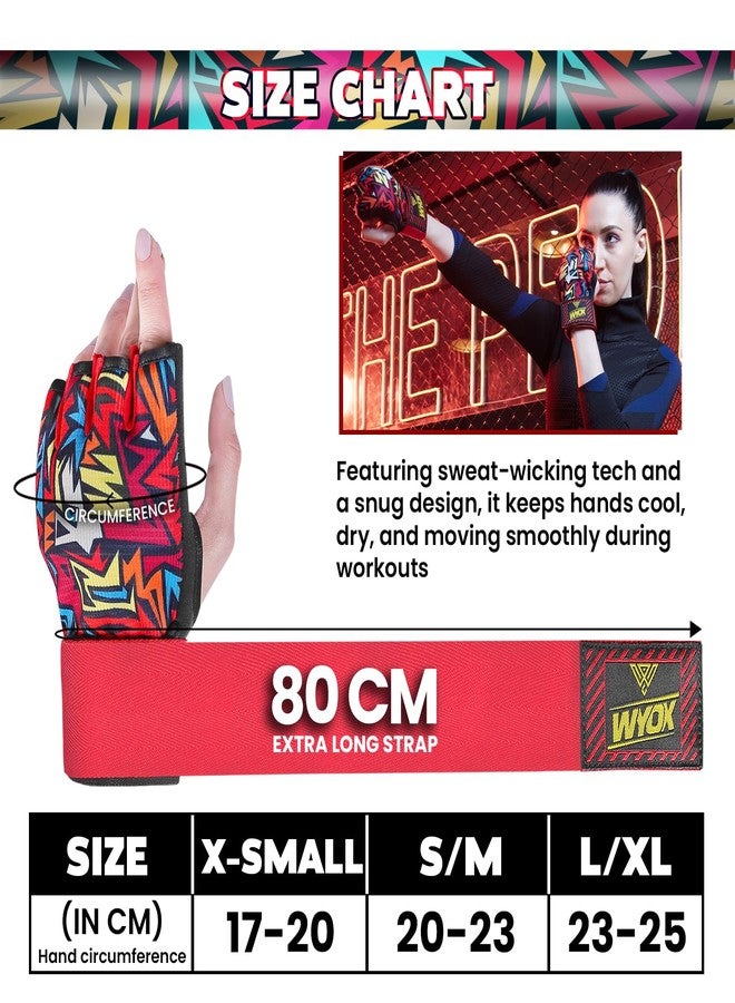 WYOX Hand Wraps Boxing Inner Gloves - Gel Elasticated Padded Bandages Under Mitts Long Wrist Support for MMA Muay Thai Kickboxing Martial Arts Training | Fist Protector (Passionate Picasso, S / M) - Image 5
