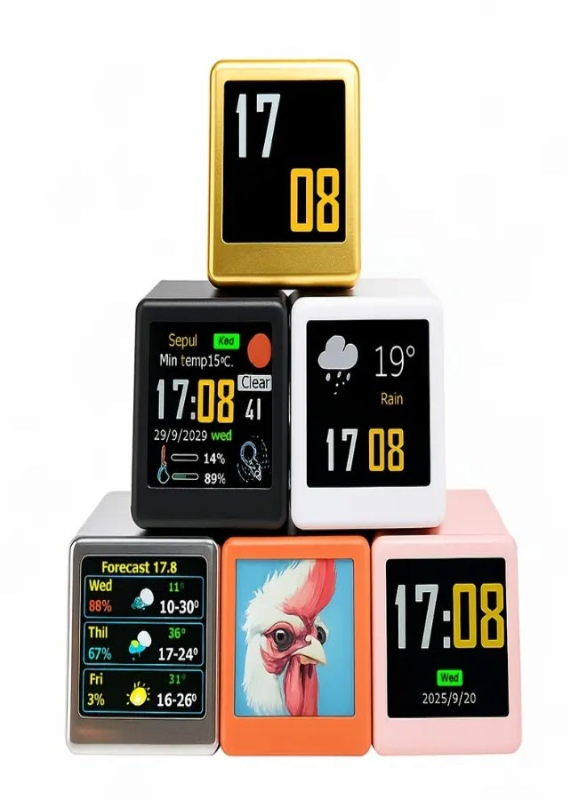 AROAQ Smart WiFi Weather Station Clock – Digital Square Display with Temperature, Humidity, Date, USB Power, DIY GIFs & Electronic Album | Modern Home & Office Desktop Clock - Image 1