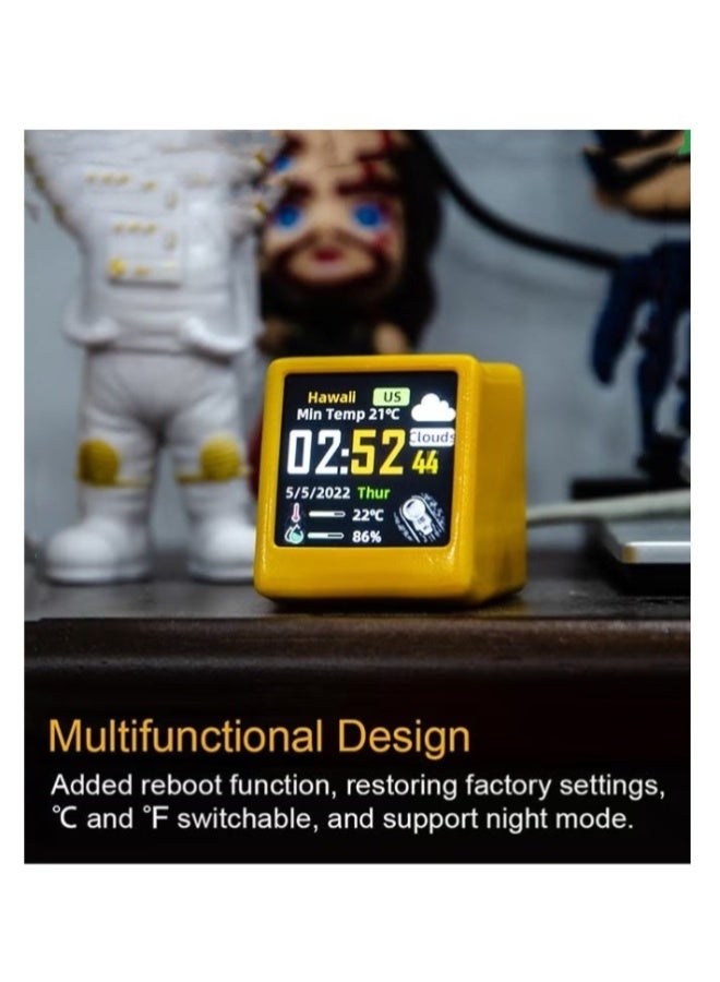 AROAQ Smart WiFi Weather Station Clock – Digital Square Display with Temperature, Humidity, Date, USB Power, DIY GIFs & Electronic Album | Modern Home & Office Desktop Clock - Image 5