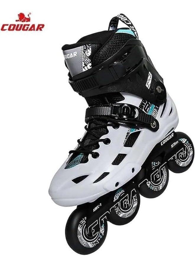 Cougar COUGAR Roller Skate Shoe Cougar Model 509 For Adult Adjustable Roller Skates with 4 Illuminating Pu Wheels, Outdoors and Indoors Roller Blades for Boys Girls Beginners Color : White Size : 43  - Image 4