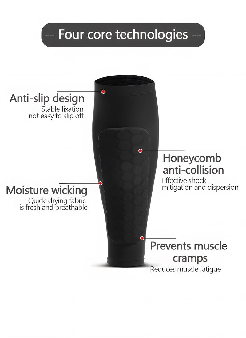 GROIC - 2PCS Soccer Shin Guards Padded Calf Compression Sleeves Supports for Shin Splint,Calf Pads,Calf Brace for Football Basketball Volleyball Running Baseball - Image 1