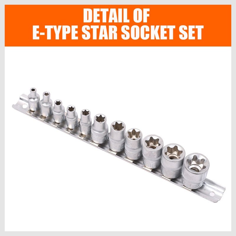 HORUSDY 11Pcs E Torx Socket Set Female External Star Socket Set E4 - E20 Torque Socket Set - Image 3