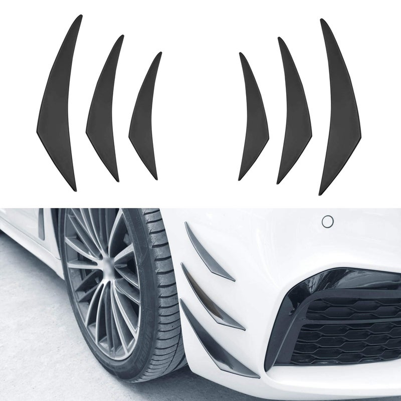 TOMALL 6Pcs Universal Front Bumper Lip Splitter Black Exterior Soft Rubber Fins Spoiler Canards Kit for Auto Body AntiCollision Strip Decoration Accessories Stickers Black