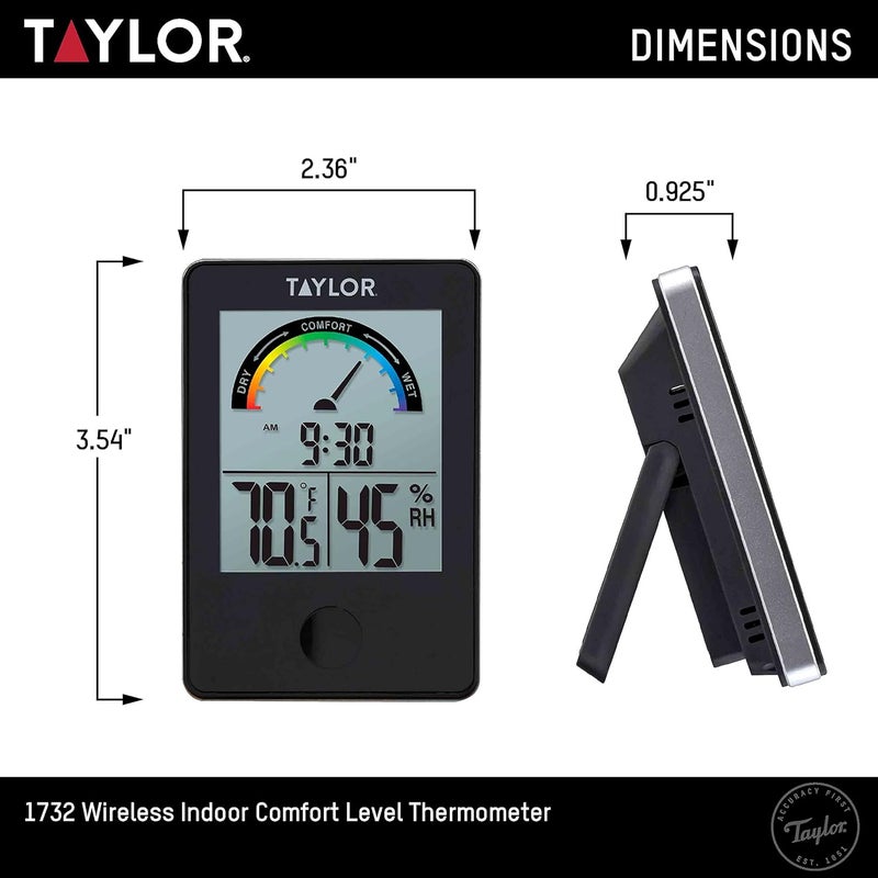 Taylor Digital Wireless Indoor Comfort Level Thermometer and Hygrometer, Easy-to-Read Display for Home, Office, Greenhouse, Nursery, and Indoor Areas, Black - Image 5