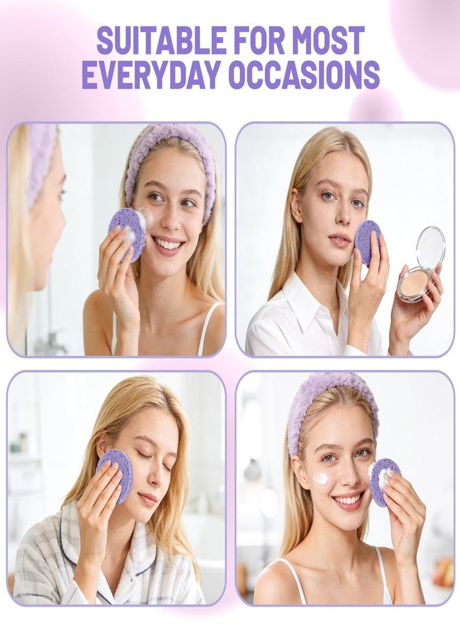 derloyo 100-Count Compressed Facial Sponges for Washing face, Natural Cellulose Cosmetic Makeup Sponge for Facial Cleansing, Slight Exfoliating, Makeup Removal-(Purple Round Sponge) - Image 5