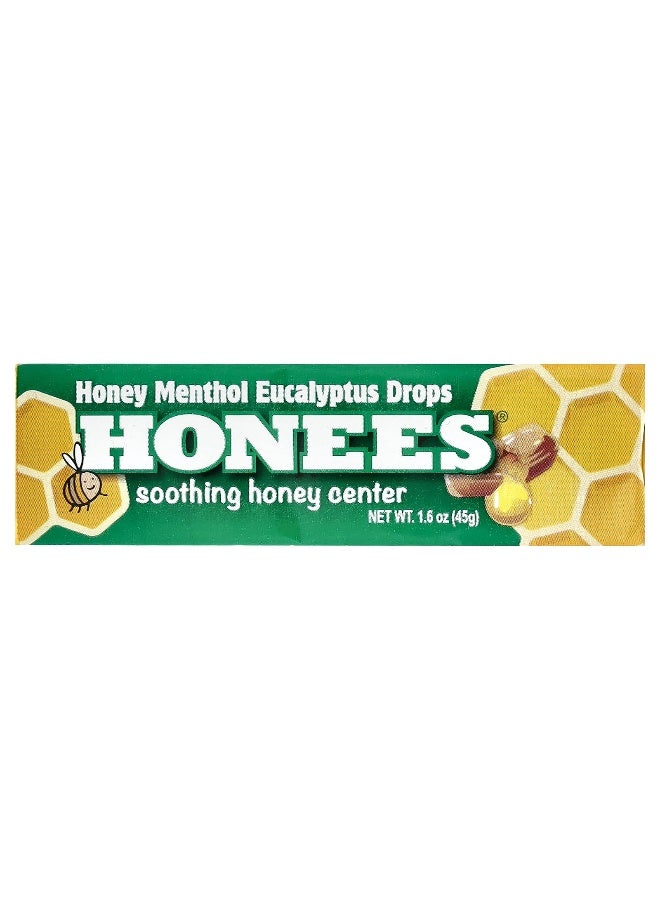 Honees هونيز، قطرات العسل بالمنثول والأوكاليبتوس، 1.6 أونصة (45 جرام) - Image 1