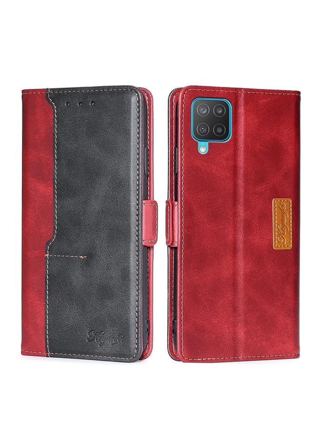 اس-توب جراب لهاتف Samsung Galaxy M12 / F12 بتصميم كلاسيكي بلون متباين مع مشبك وغطاء جلدي قابل للطي أفقيًا مع حامل - Image 1