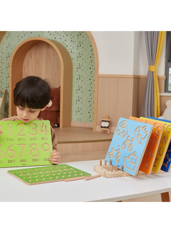 Viga Wooden Pattern Tracing Board | Educational Toy for Kids Age 3+ - Image 2
