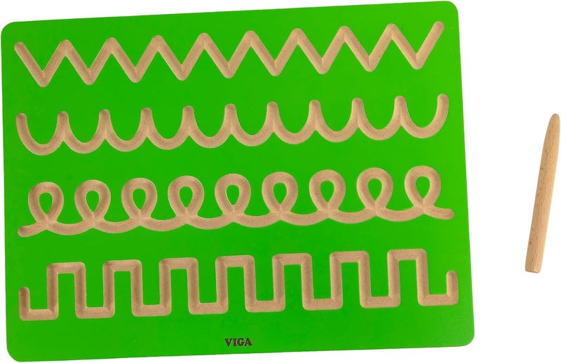 VIGA Wooden Pattern Tracing Board - Montessori Pre Writing Toy for Kids - Image 1