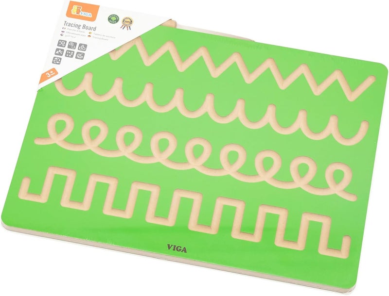 VIGA Wooden Pattern Tracing Board - Montessori Pre Writing Toy for Kids - Image 5