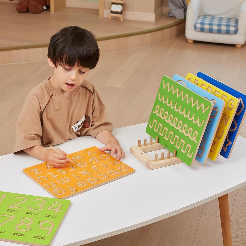 VIGA Wooden Pattern Tracing Board - Montessori Pre Writing Toy for Kids - Image 3