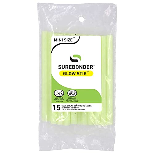 Surebonder Glow in The Dark Hot Glue Sticks Mini Size 4" - 15 Pack - Image 1