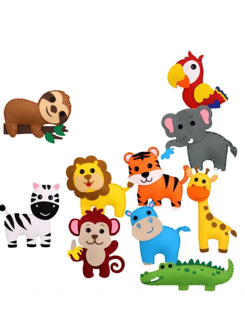 Generic - Kids Craft Animal Sewing Kit - Jungle Animals Craft Kit DIY Sewing Set, Felt Plush Fun Stuffed Animals for Kids Ages 8-12, Suitable for Boys and Girls, Good for Beginners Educational Arts Crafts Sewing Creative Gift - Image 1
