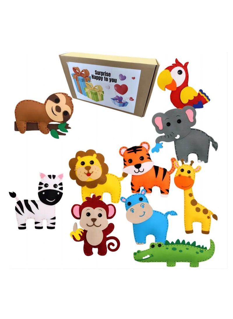 Generic - Kids Craft Animal Sewing Kit - Jungle Animals Craft Kit DIY Sewing Set, Felt Plush Fun Stuffed Animals for Kids Ages 8-12, Suitable for Boys and Girls, Good for Beginners Educational Arts Crafts Sewing Creative Gift - Image 1