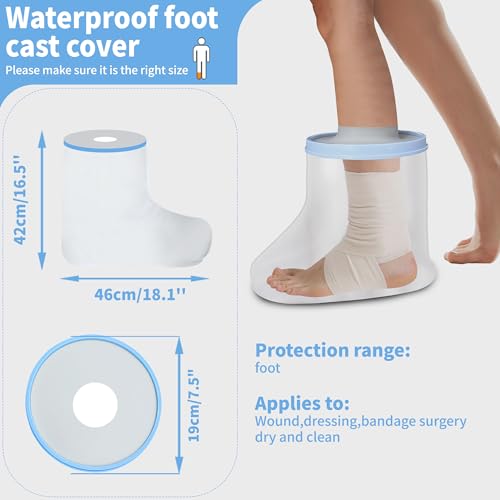 KEEFITT Adult Foot Cast Covers for Shower Waterproof Shower Bandage and Cast Protector for Shower and Bath Watertight Protection to Broken Surgery Foot Ankle Wound and Burns - Image 5