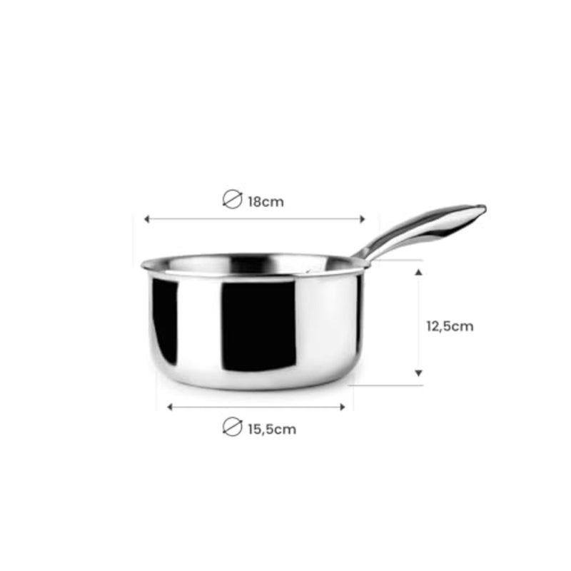 TRIPLY NATURAL SAUCEPAN for cooking, stainless steel, silver, even heat distribution and durable - Image 5