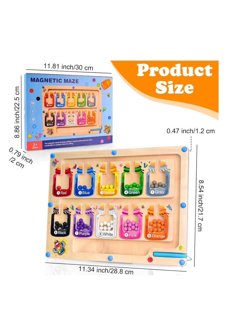 Raxoom Montessori Magnetic Color and Number Maze for 3-5 Year Old Boys and Girls - Wooden Toddler Puzzle Board for Learning, Counting, and Fine Motor Skills Development - Image 1
