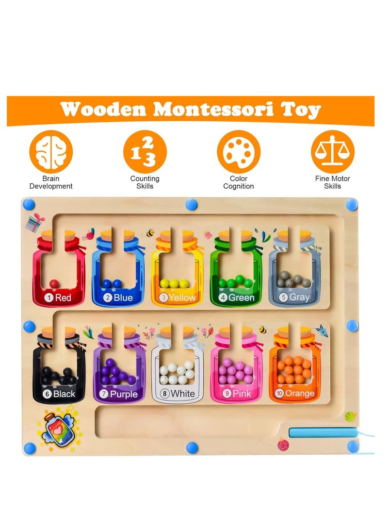 Raxoom Montessori Magnetic Color and Number Maze for 3-5 Year Old Boys and Girls - Wooden Toddler Puzzle Board for Learning, Counting, and Fine Motor Skills Development - Image 5