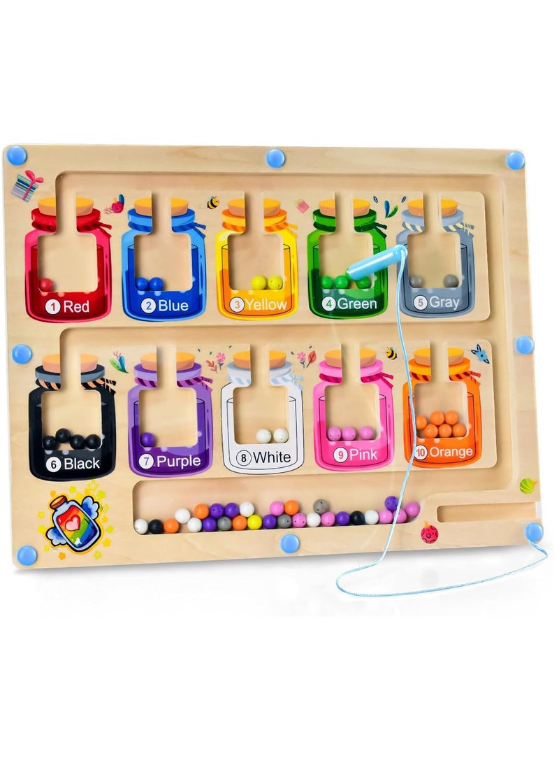 Raxoom Montessori Magnetic Color and Number Maze for 3-5 Year Old Boys and Girls - Wooden Toddler Puzzle Board for Learning, Counting, and Fine Motor Skills Development - Image 2