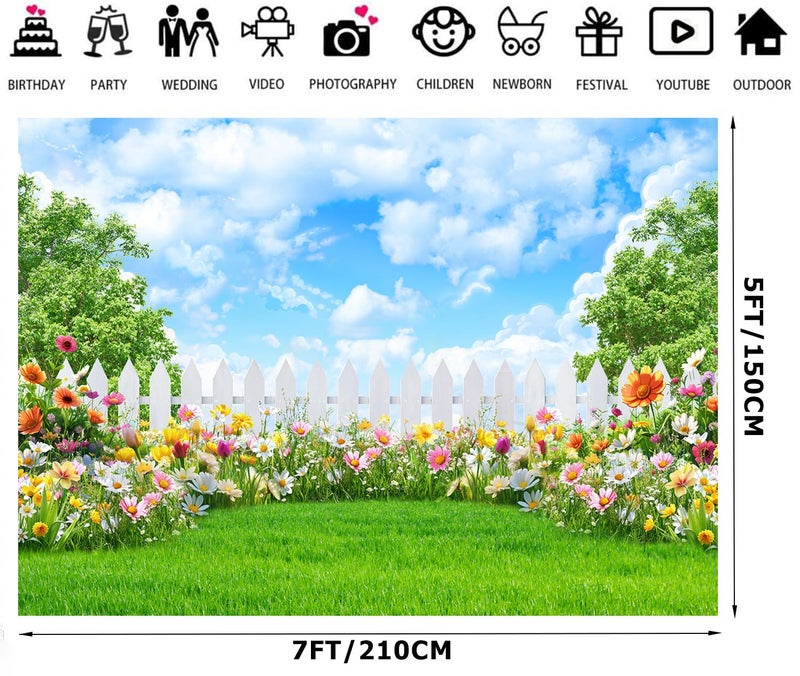 Alltten 7x5FT Spring Backdrop Spring Photo Backdrop Floral Backdrops for Photography Garden Flowers Photo Background Nature Scenery Banner F251 - Image 2