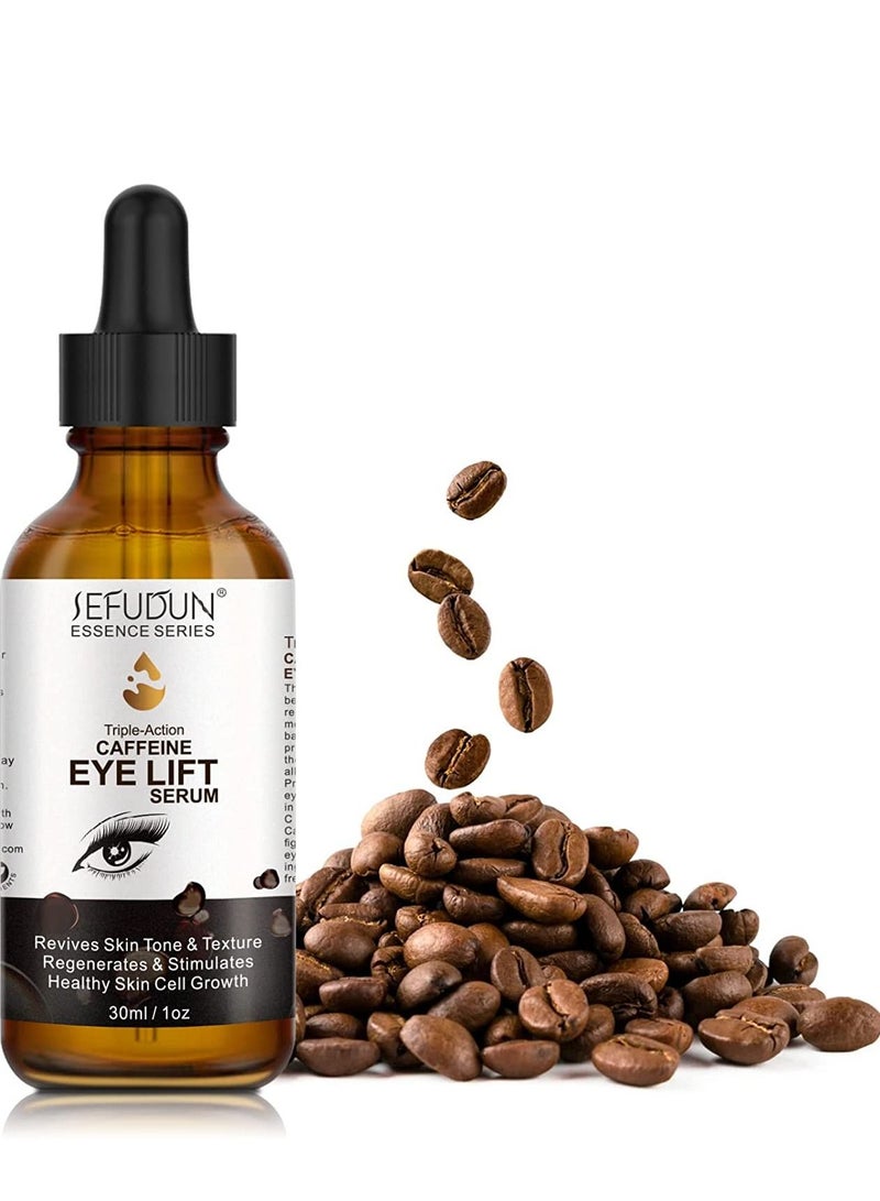 Sefudun مصل الكافيين للعين مع EGCG وفيتامين C وحمض الهيالورونيك والكولاجين وسيروم رفع العين بالكافيين يقلل من الانتفاخ والهالات السوداء تحت أكياس العين والتجاعيد والخطوط الدقيقة حول العينين مصل ثلاثي المفعول 30 مل - Image 2