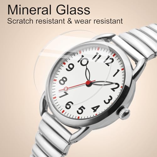 Asan Ge Watch for Women, Expansion Band Fits Various Sizes, Vintage Analog Waterproof, Easy to Read, 1 Watch with 4 Straps - Easy Tool Free Replacement (Silvery) - Image 2