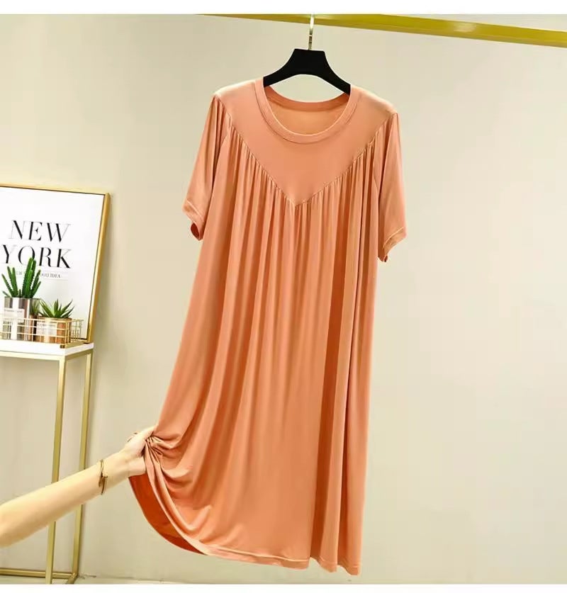 Plus Size Modal Dress Casual Plus Size Ice Silk Sleepwear For Pregnant Women Summer Home Clothing Safe Comfortable For Outdoo... Orange 
