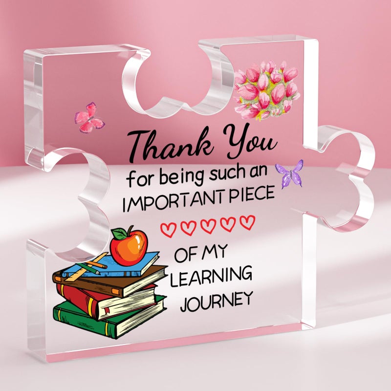 Funnli Teacher Gifts, Teacher Appreciation Gifts Acrylic Plaque, Appreciation Valentines Day Christmas Thank You Graduation Gifts for Women Teacher Classmate Study Partner Roommate - Image 1