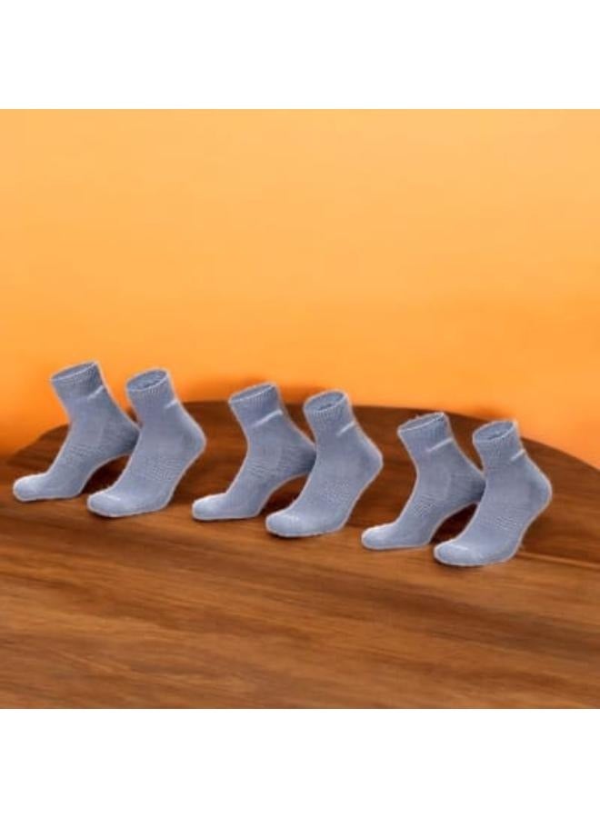 🧦 جوارب رجالية رياضية - 3 أزواج | قطن مريح قابل للتهوية | رمادي بلمسة خط  أبيض - Image 3