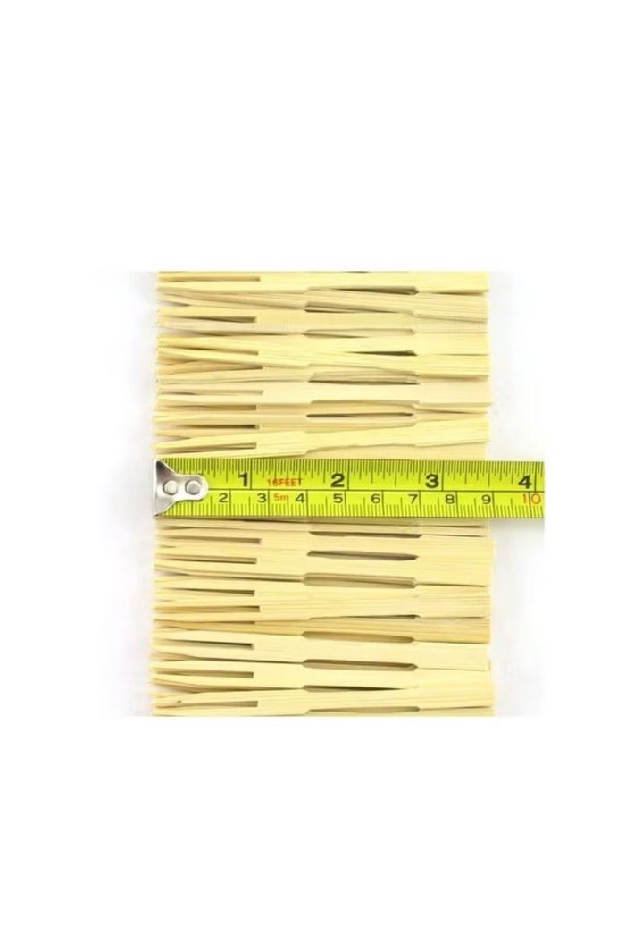 Hoasis 50PCS Bamboo Forks 9cm, Mini Food Picks for Party, Banquet, Buffet, Catering, And Daily Life. Two Prongs - Blunt End Toothpicks for Appetizer (Beige) - Image 2