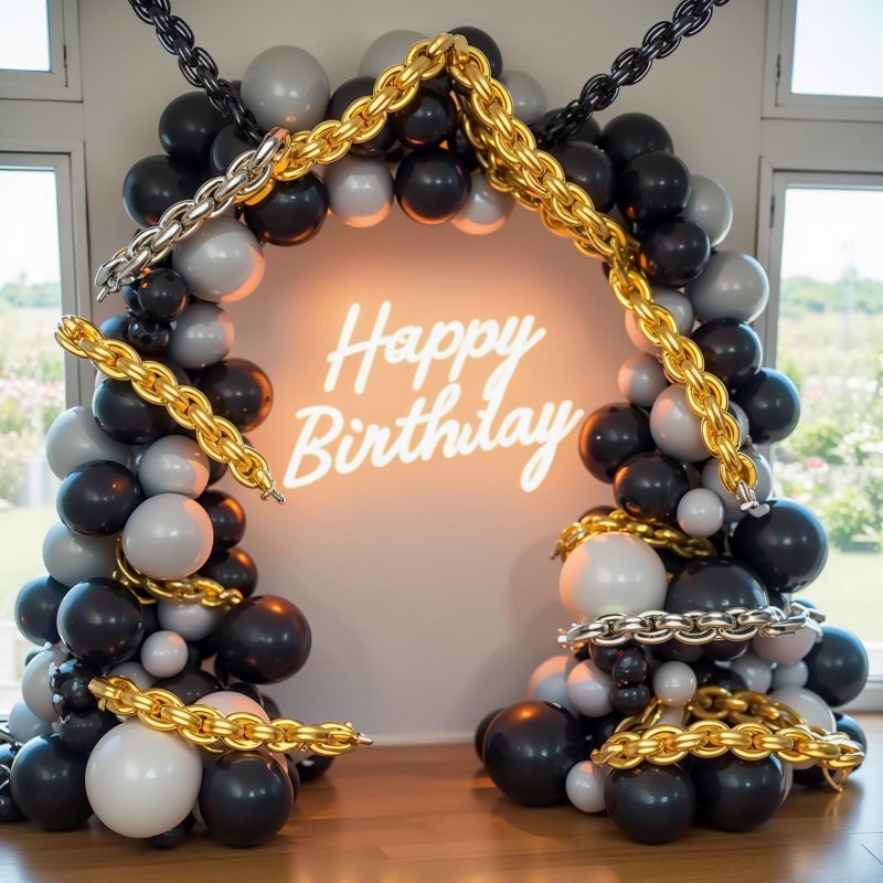 Charnoel 100pcs Long Twisting Skinny Balloons, Black Metallic Gold and Siver Long Balloons for Animal Party Decorations, Birthday, Graduation, New Years, Wedding, Engagement Party Decorations - Image 4