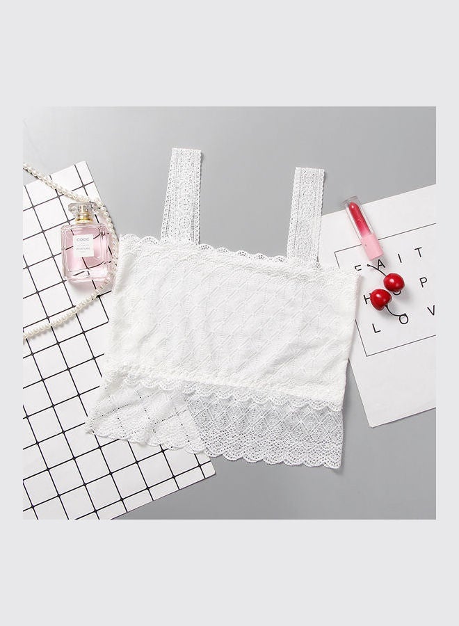 NIBEMINENT Double Shoulder Strap Detail Hollow Out Top White  - Image 1