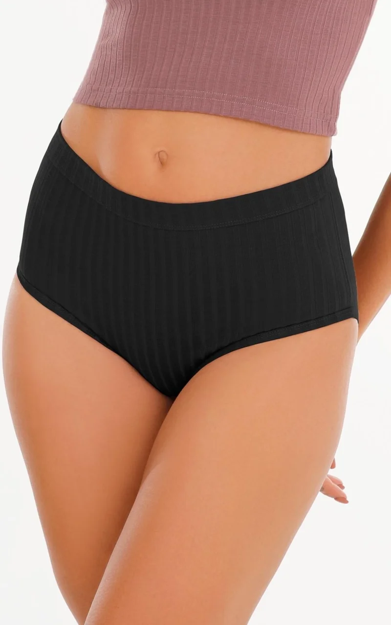 Sensu Women's Corduroy Soft Colors 5 Piece High Waist Panties Set - Kts3054