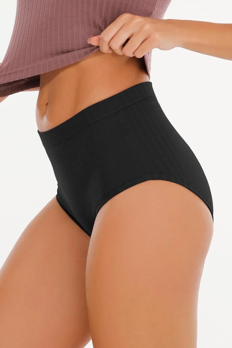 Sensu Women's Corduroy Soft Colors 5 Piece High Waist Panties Set - Kts3054